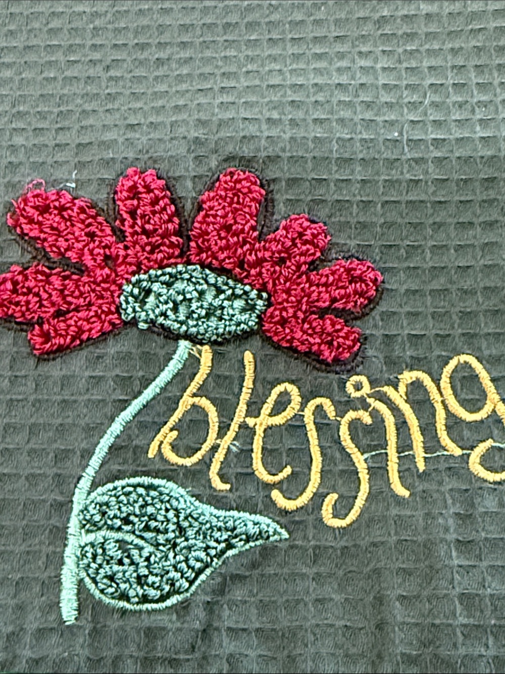 Embroidered Harvest & Blessing Kitchen Towels -Set of 2,Olive and Brown NWOT - Picture 4 of 7